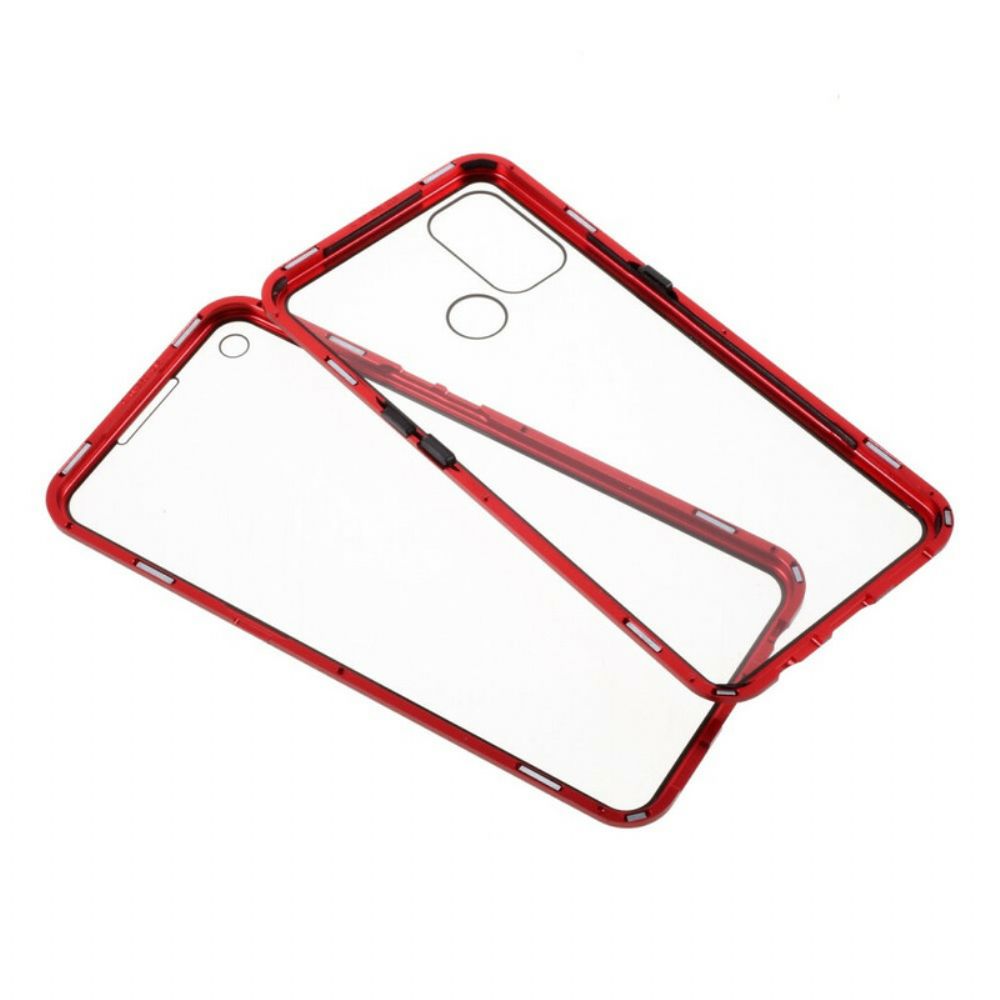 Hoesje voor Oppo A53 / A53s Voor- En Achterkant Van Gehard Glas En Metaal