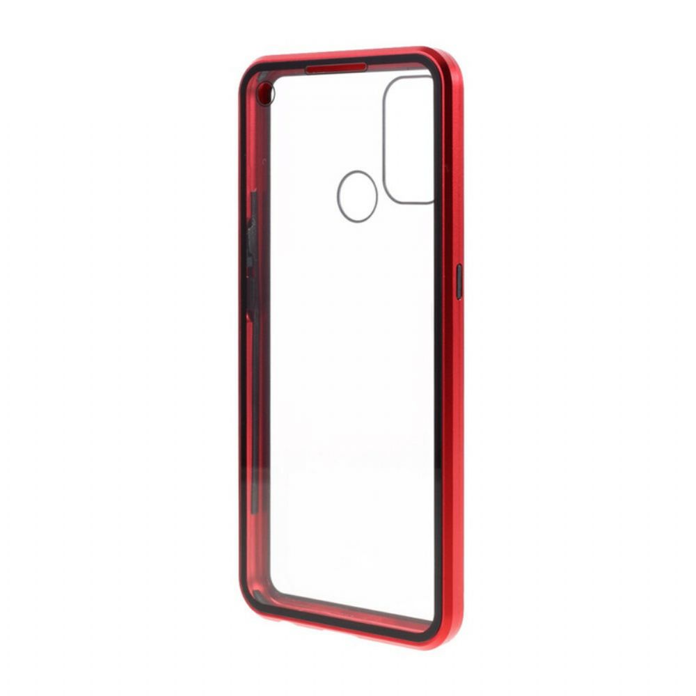 Hoesje voor Oppo A53 / A53s Voor- En Achterkant Van Gehard Glas En Metaal