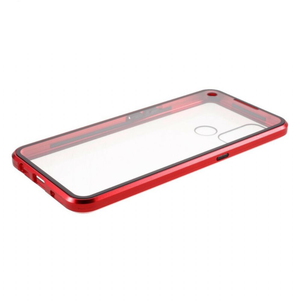 Hoesje voor Oppo A53 / A53s Voor- En Achterkant Van Gehard Glas En Metaal