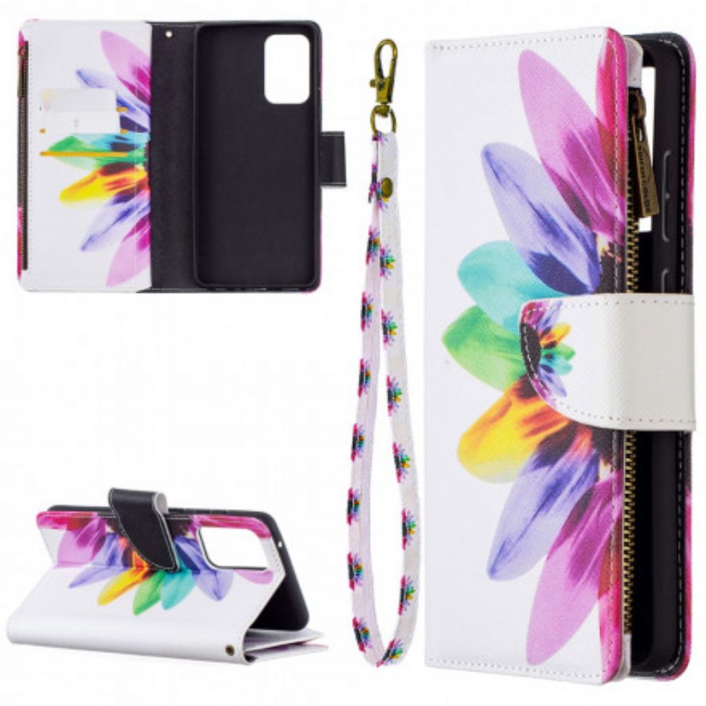 Flip Case voor Samsung Galaxy A72 4G / 5G Bloemzak Met Rits
