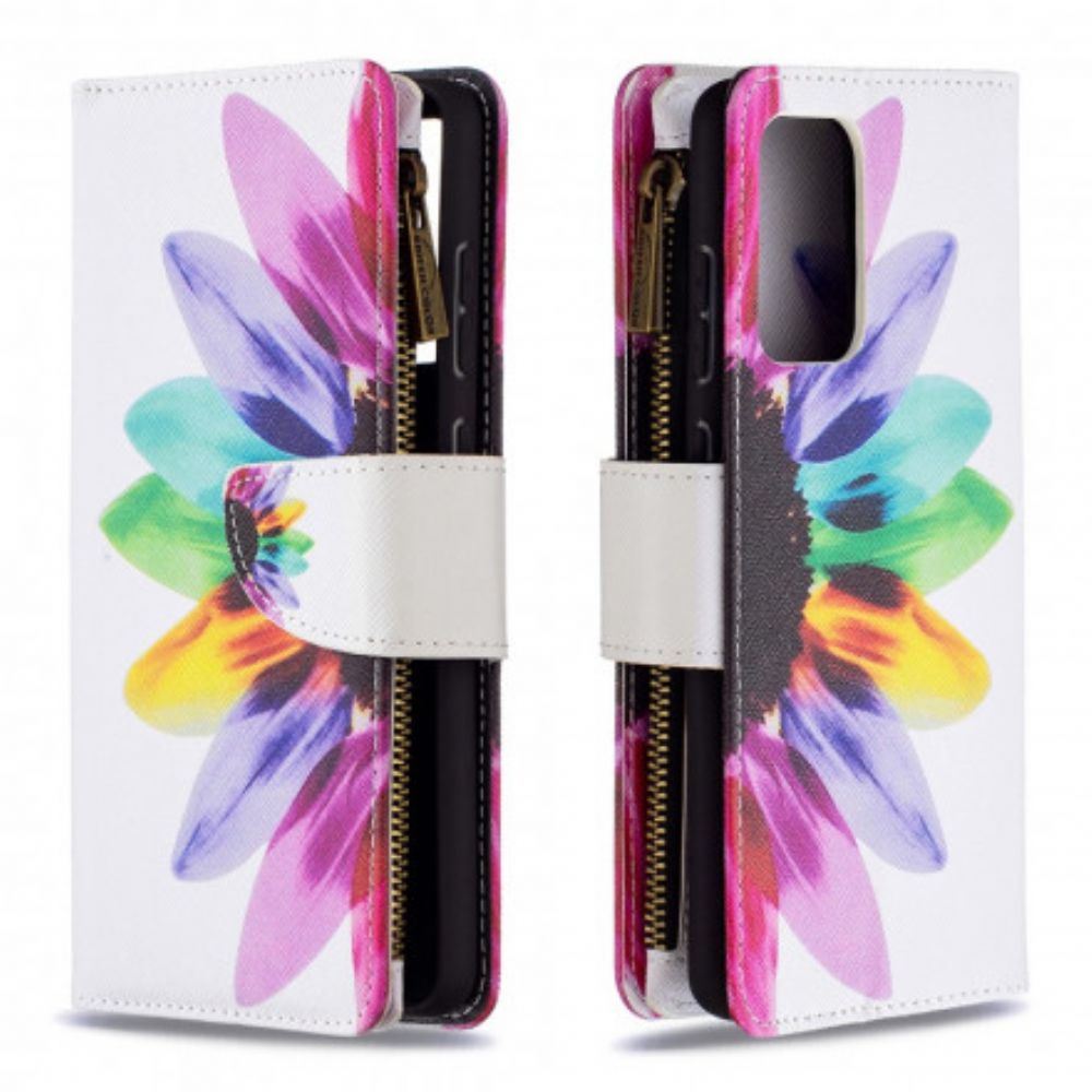 Flip Case voor Samsung Galaxy A72 4G / 5G Bloemzak Met Rits
