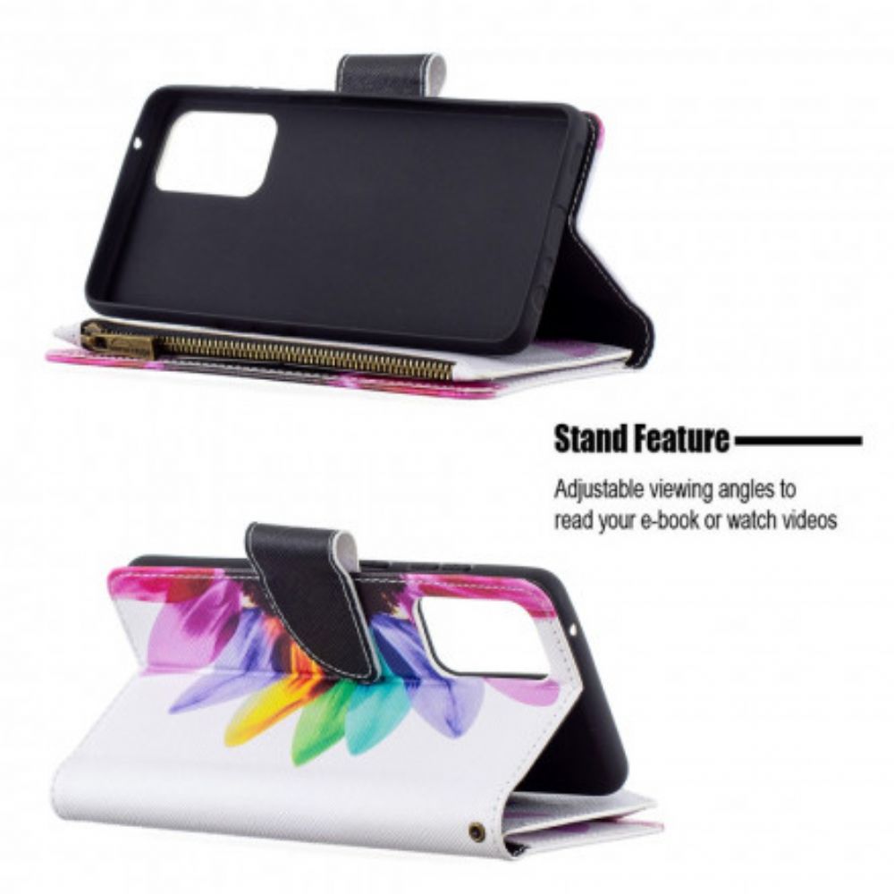 Flip Case voor Samsung Galaxy A72 4G / 5G Bloemzak Met Rits