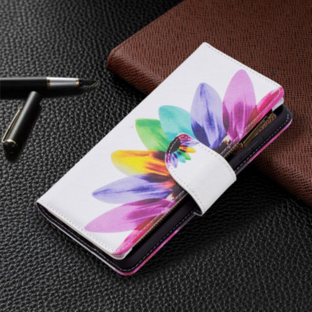 Flip Case voor Samsung Galaxy A72 4G / 5G Bloemzak Met Rits