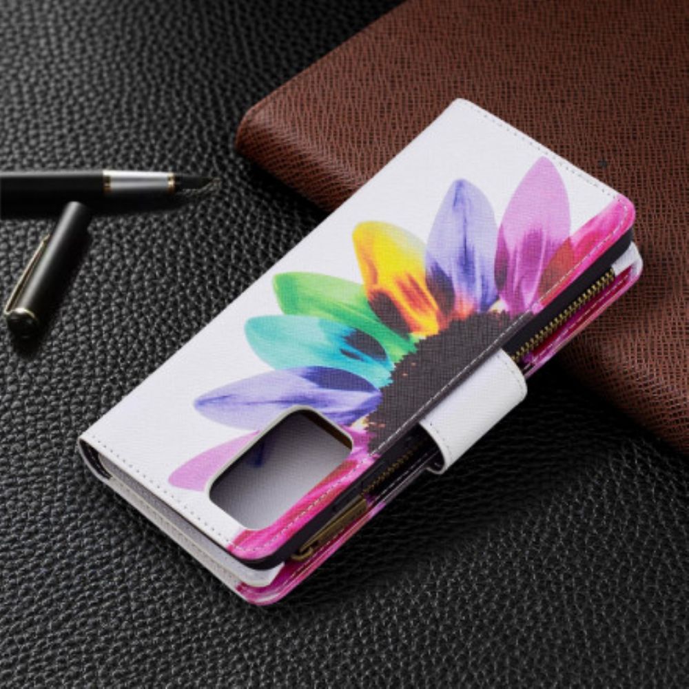 Flip Case voor Samsung Galaxy A72 4G / 5G Bloemzak Met Rits