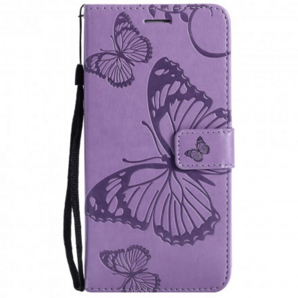 Folio-hoesje voor Samsung Galaxy A72 4G / 5G Met Ketting Reuzenvlinders Met Bandjes