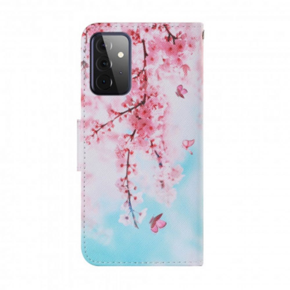 Folio-hoesje voor Samsung Galaxy A72 4G / 5G Met Ketting Rode Ledematen Met Riem