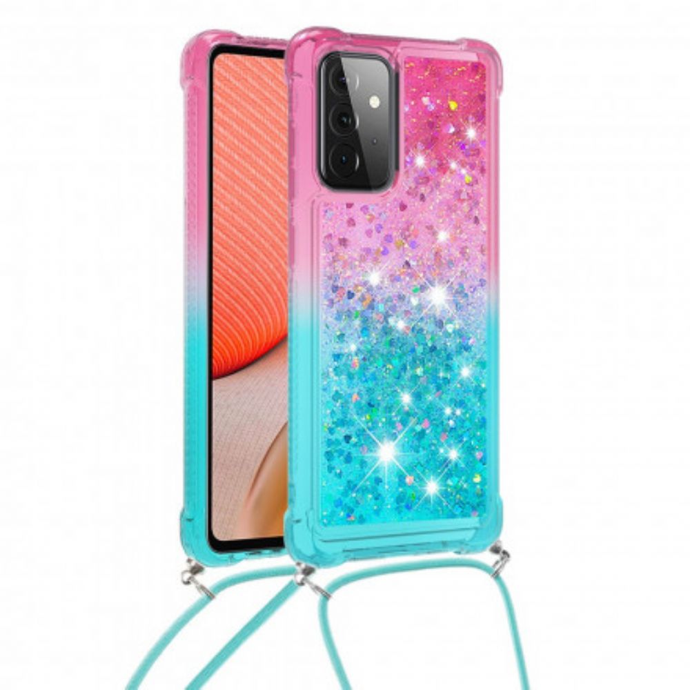 Hoesje voor Samsung Galaxy A72 4G / 5G Siliconen Glitter En Koord