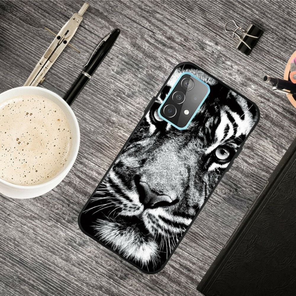 Hoesje voor Samsung Galaxy A72 4G / 5G Zwarte En Witte Tijger