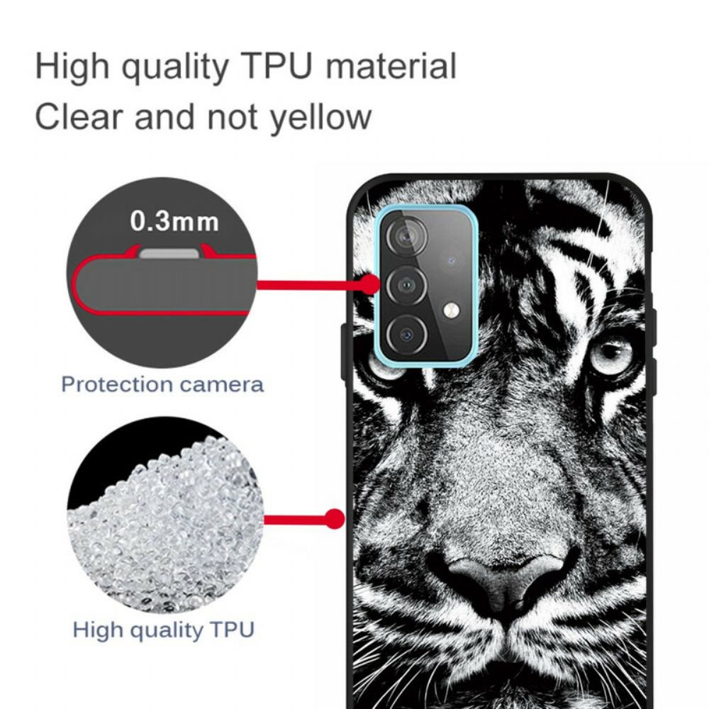 Hoesje voor Samsung Galaxy A72 4G / 5G Zwarte En Witte Tijger