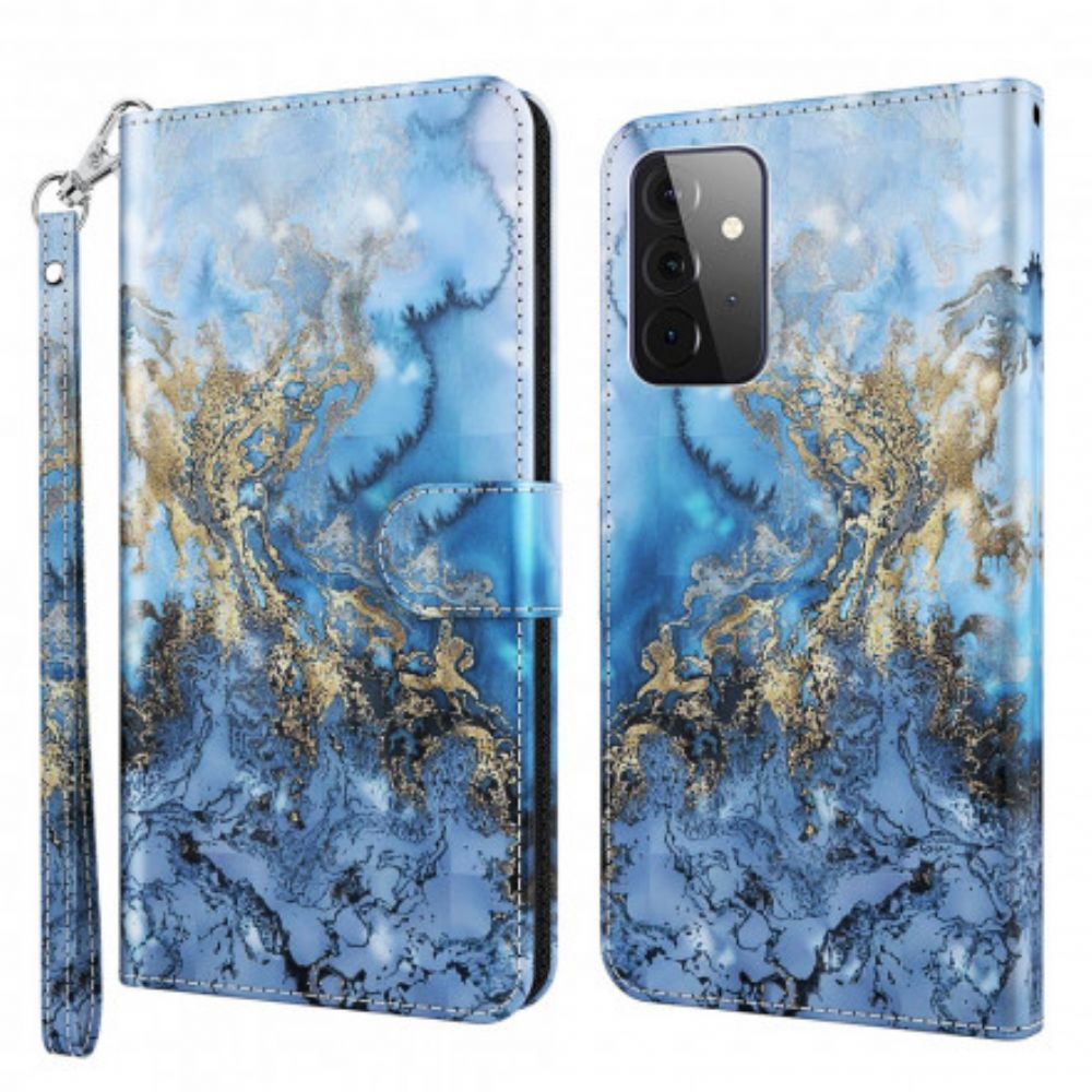 Leren Hoesje voor Samsung Galaxy A72 4G / 5G Marmeren Design Met Lanyard