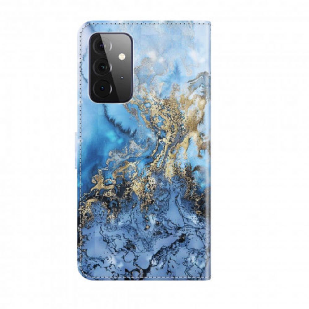 Leren Hoesje voor Samsung Galaxy A72 4G / 5G Marmeren Design Met Lanyard