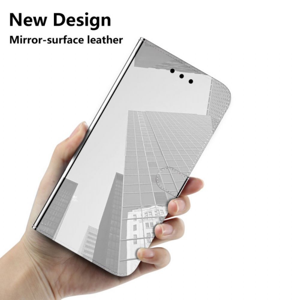 Flip Case voor Realme 9 Pro Plus Spiegel Van Kunstleer