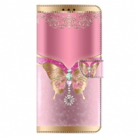 Folio-hoesje Xiaomi 14 Pro Roze En Gouden Vlinder