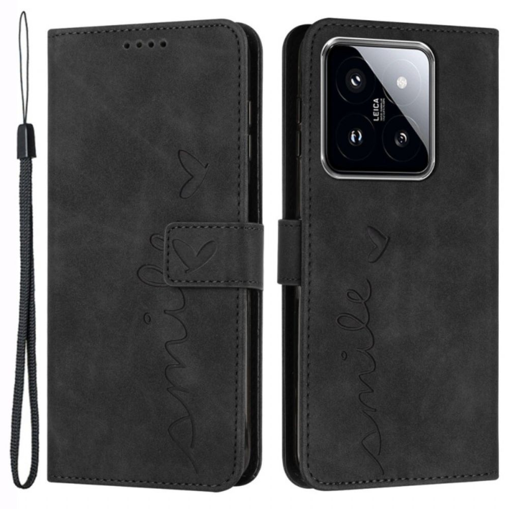 Leren Hoesje Xiaomi 14 Pro Glimlach Met Riempje