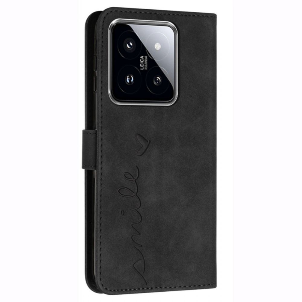 Leren Hoesje Xiaomi 14 Pro Glimlach Met Riempje