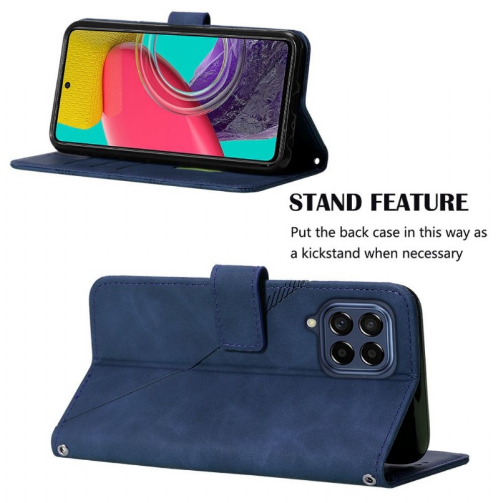 Flip Case voor Samsung Galaxy M53 5G Met Ketting Banddriehoeken