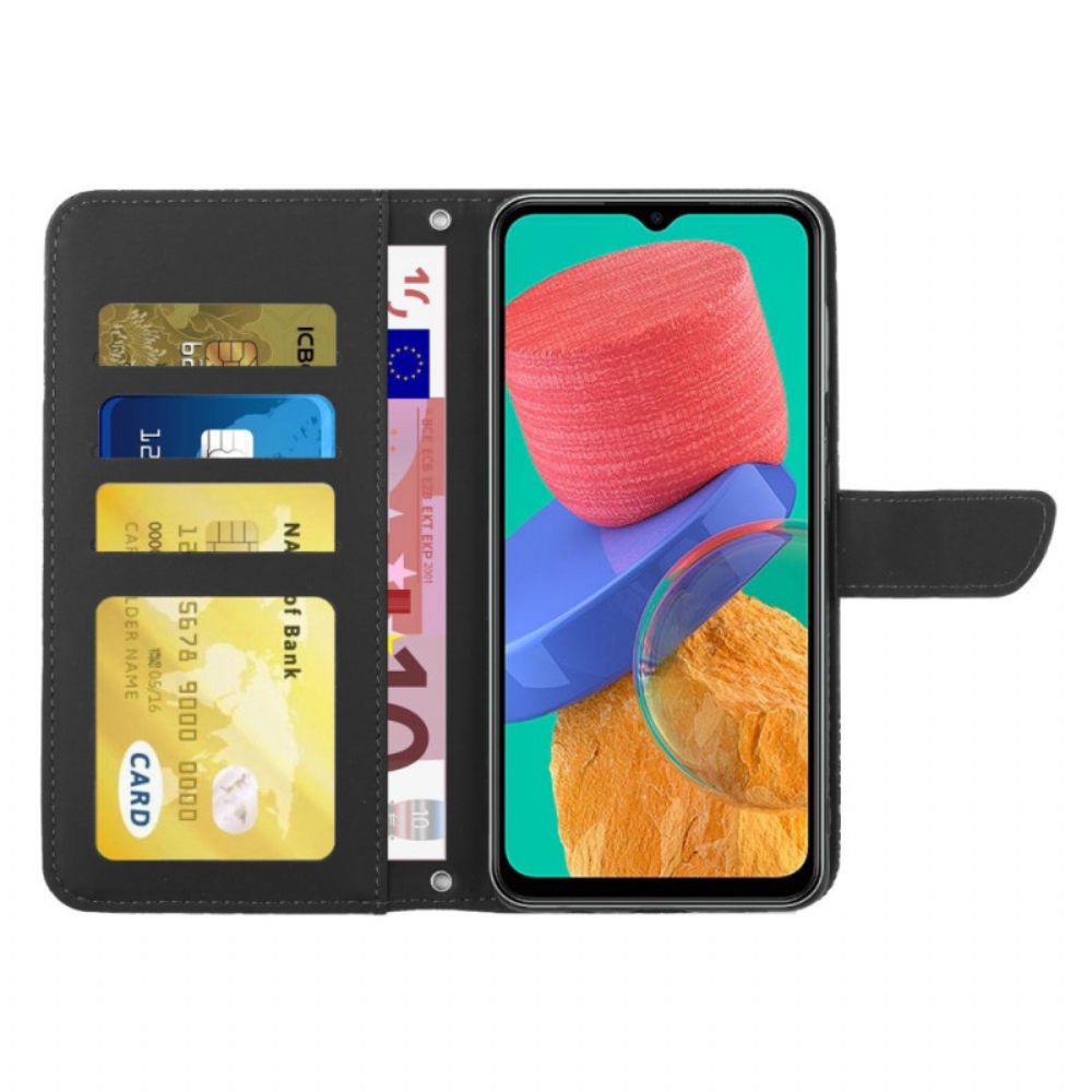Flip Case voor Samsung Galaxy M53 5G Vlinders En Schouderriem