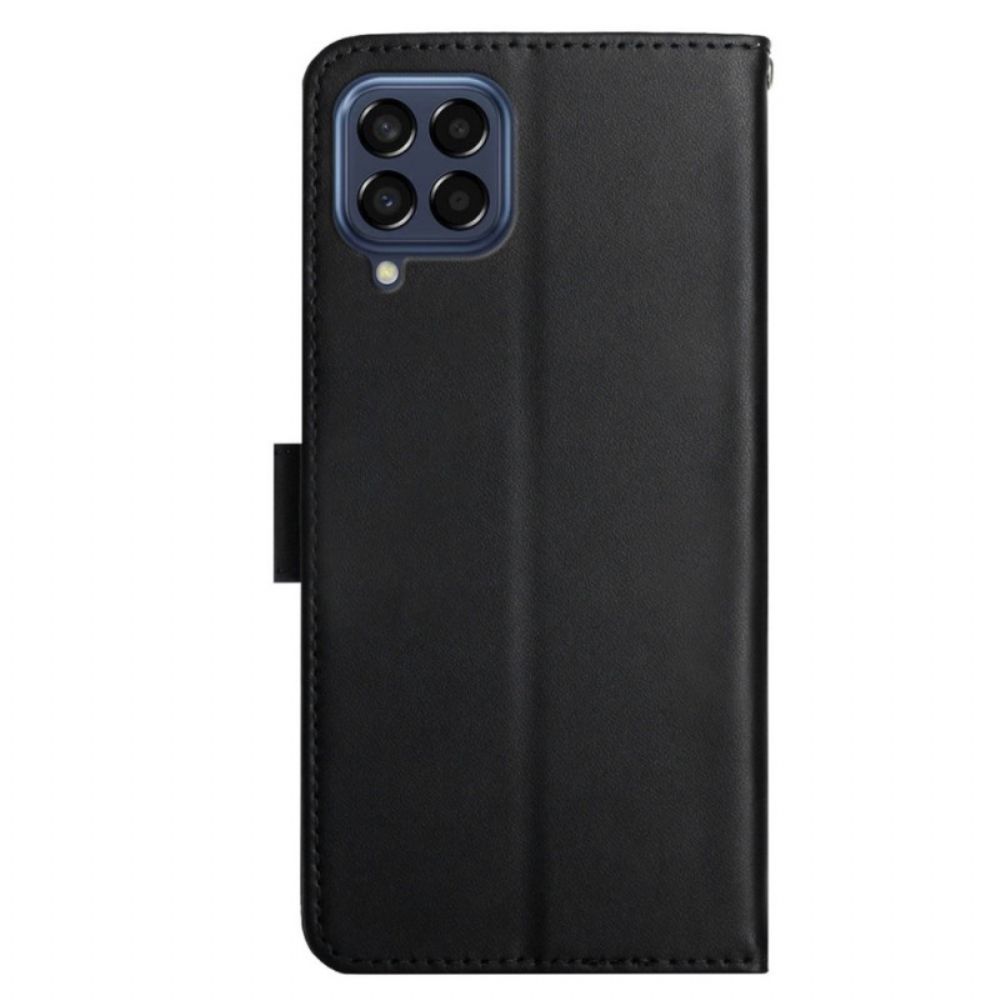 Folio-hoesje voor Samsung Galaxy M53 5G Echt Nappaleer