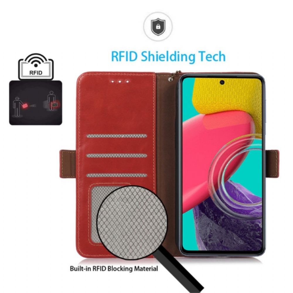 Folio-hoesje voor Samsung Galaxy M53 5G Echte Lederen Rfid-functie