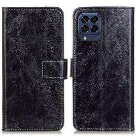 Folio-hoesje voor Samsung Galaxy M53 5G Glanzend Kunstleer En Stiksels