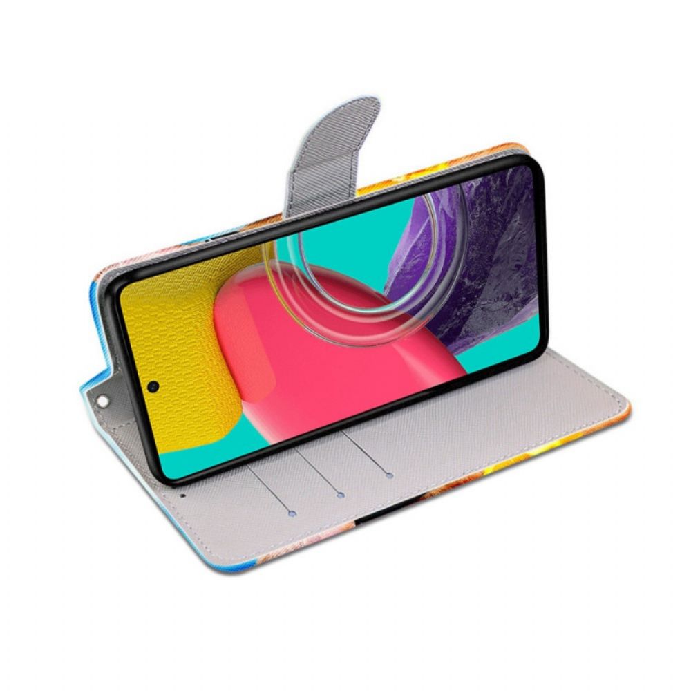 Folio-hoesje voor Samsung Galaxy M53 5G Met Ketting Sterrenriem Kat