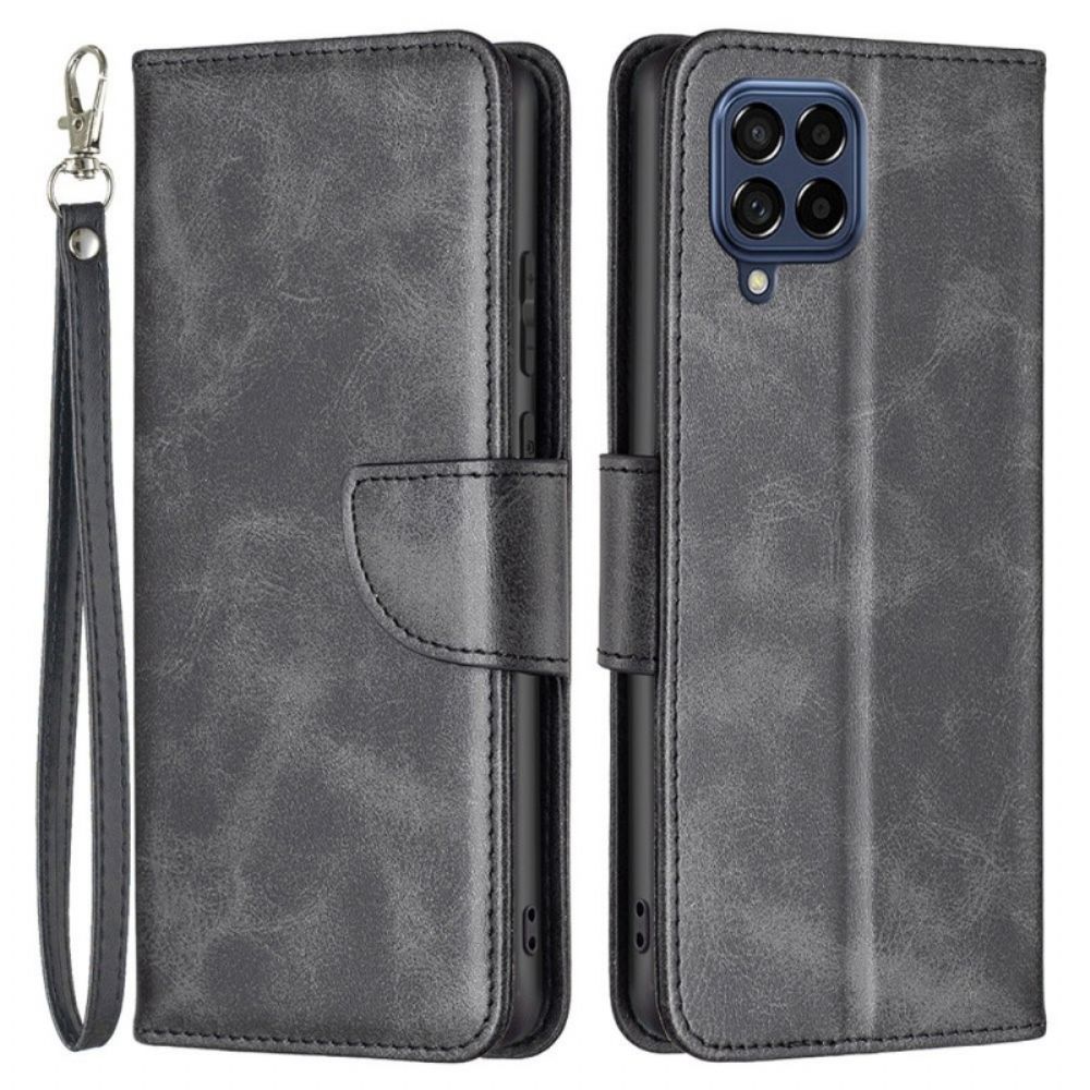 Folio-hoesje voor Samsung Galaxy M53 5G Schuine Sluiting Met Riem