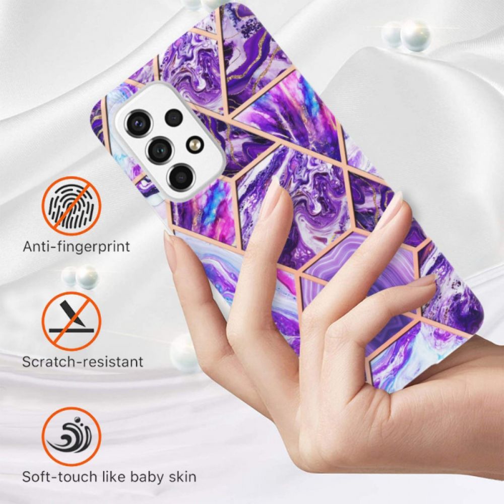 Hoesje voor Samsung Galaxy M53 5G Flitsachtig Geometrisch Marmer