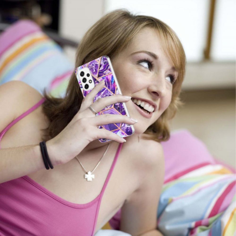 Hoesje voor Samsung Galaxy M53 5G Flitsachtig Geometrisch Marmer