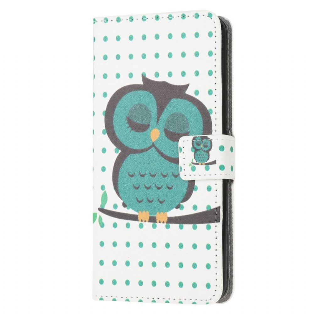 Leren Hoesje voor Samsung Galaxy M53 5G Slapende Uil