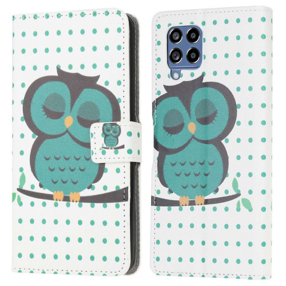 Leren Hoesje voor Samsung Galaxy M53 5G Slapende Uil
