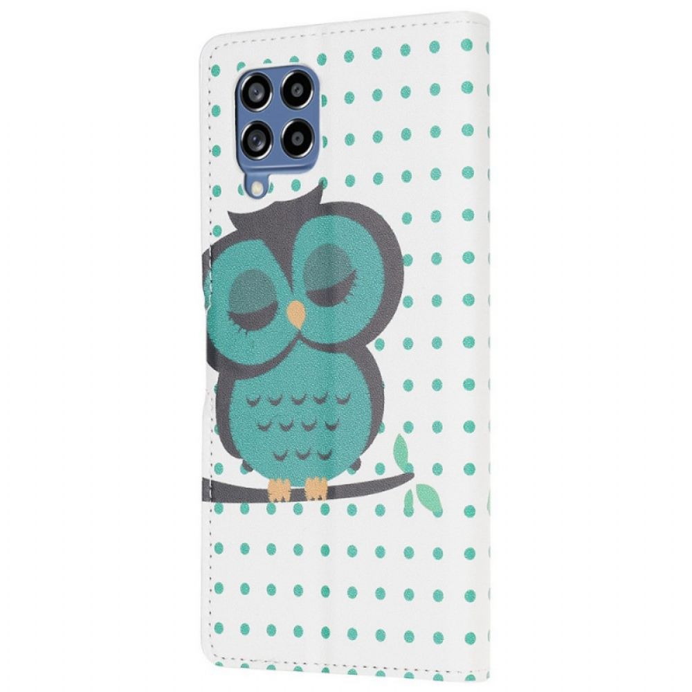 Leren Hoesje voor Samsung Galaxy M53 5G Slapende Uil