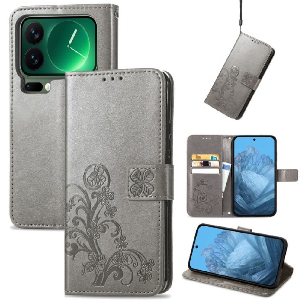 Flip Case Leren Xiaomi 17 Pro Max Klavertjes Vier