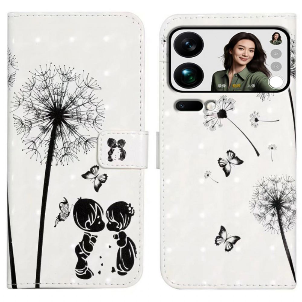 Folio-hoesje Xiaomi 17 Pro Max Telefoonhoesje Kinderen En Paardenbloemen