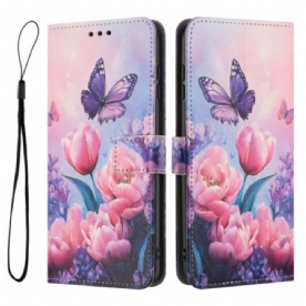 Folio-hoesje Xiaomi 17 Pro Max Vlinder En Roze Bloemen