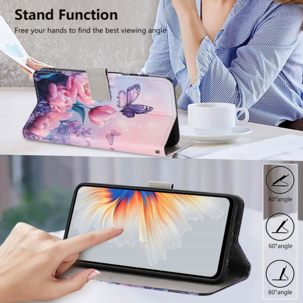 Folio-hoesje Xiaomi 17 Pro Max Vlinder En Roze Bloemen