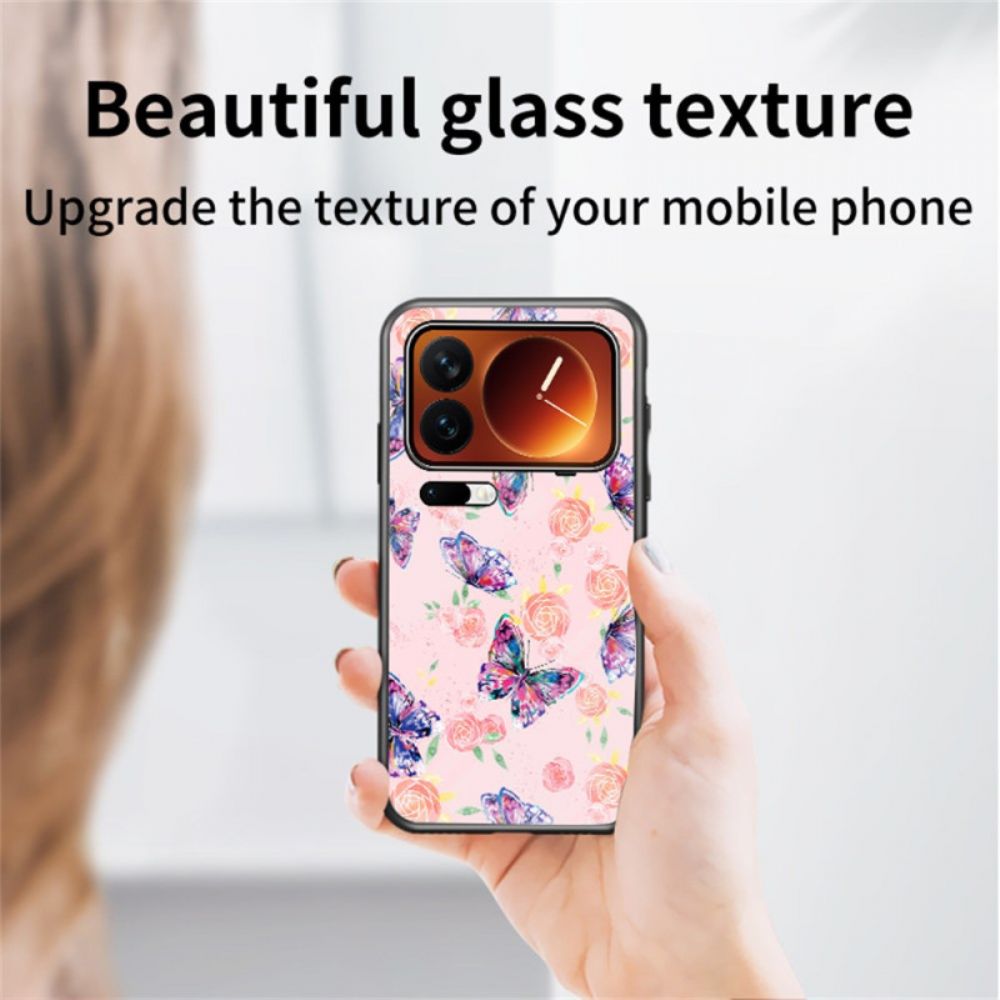 Hoesje Voor Xiaomi 17 Pro Max Vlinderpatroon Van Gehard Glas