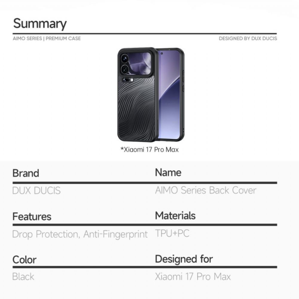 Hoesje Xiaomi 17 Pro Max Aimo-serie Dux Ducis Bescherming Hoesje