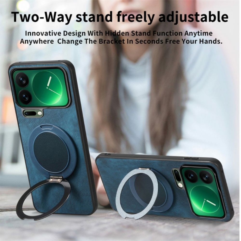 Hoesje Xiaomi 17 Pro Max Draaibare Standaard Met Retro Lederlook