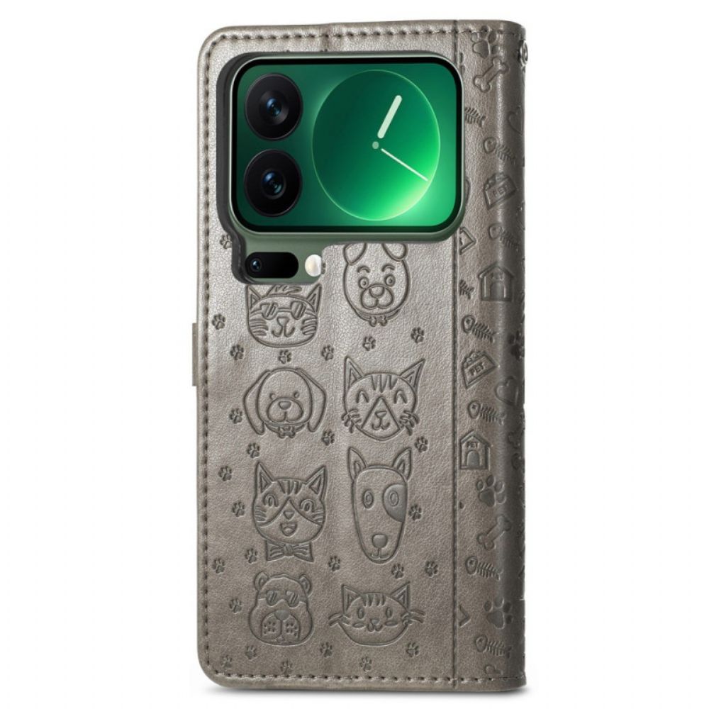 Leren Hoesje Voor Xiaomi 17 Pro Max Geanimeerde Dieren