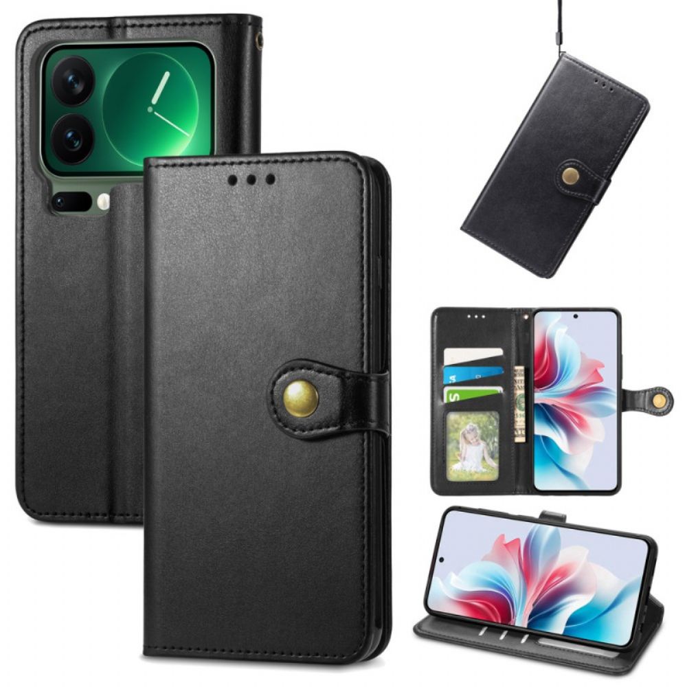 Leren Hoesje Voor Xiaomi 17 Pro Max Gouden Sluiting