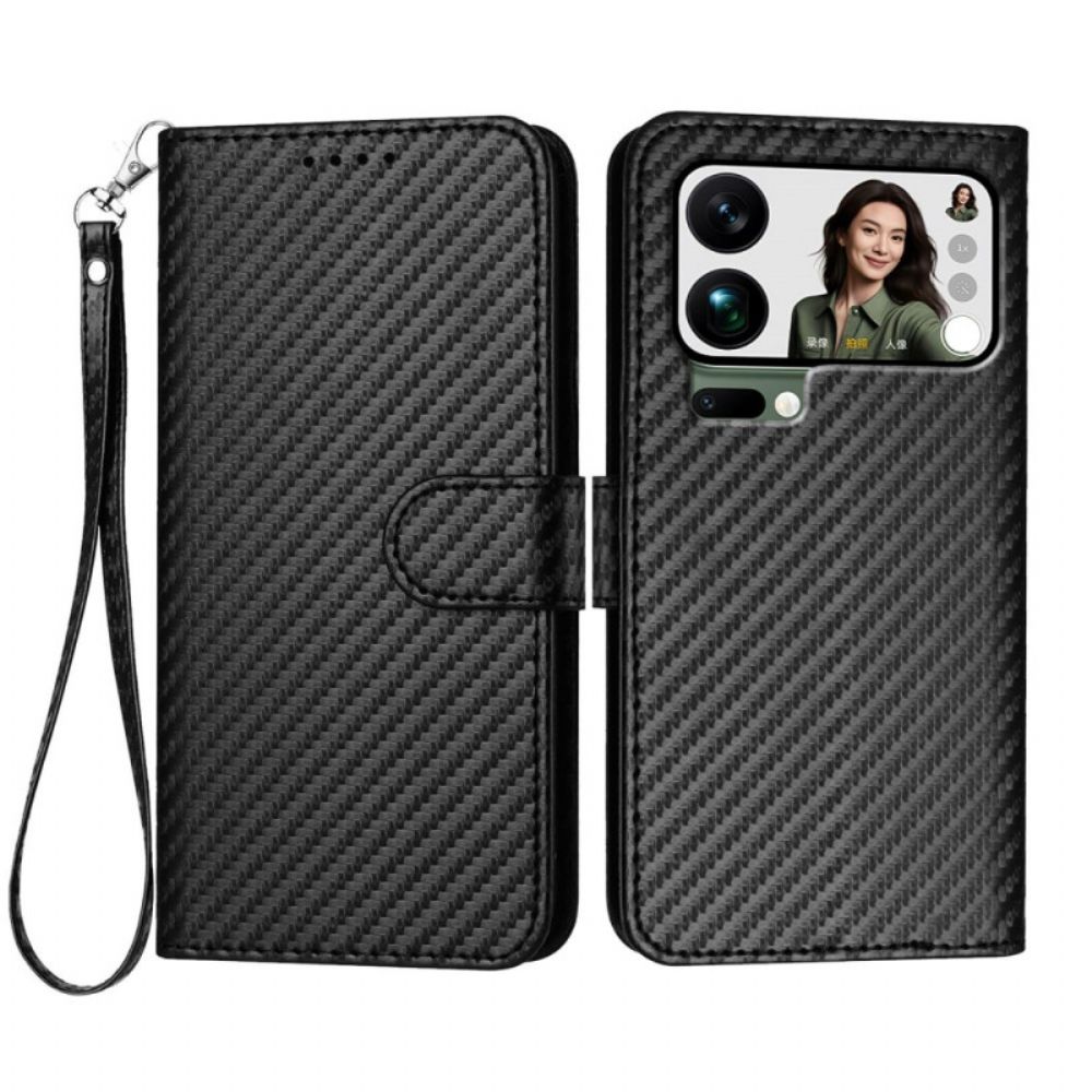 Leren Hoesje Voor Xiaomi 17 Pro Max Koolstofvezelkoord