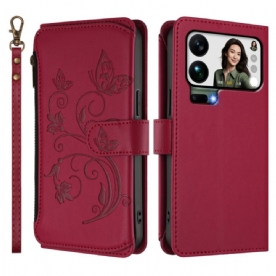 Leren Hoesje Voor Xiaomi 17 Pro Max Portemonnee Met Bloemenprint