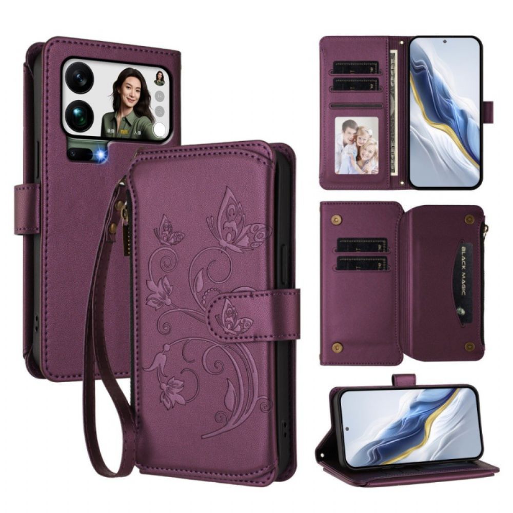 Leren Hoesje Voor Xiaomi 17 Pro Max Portemonnee Met Bloemenprint