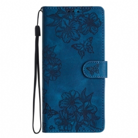 Leren Hoesje Voor Xiaomi 17 Pro Max Vlinder- En Bloemenpatroon