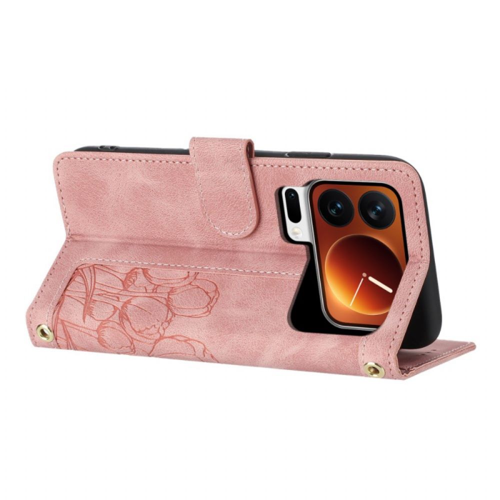 Leren Hoesje Xiaomi 17 Pro Max 5 Kaartsleuven En Koord Bescherming Hoesje