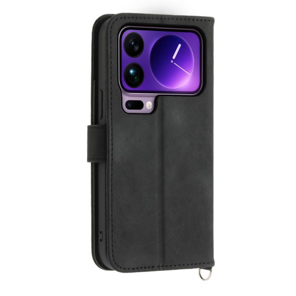 Leren Hoesje Xiaomi 17 Pro Max Kant Met Riempje En Schouderriem Bescherming Hoesje