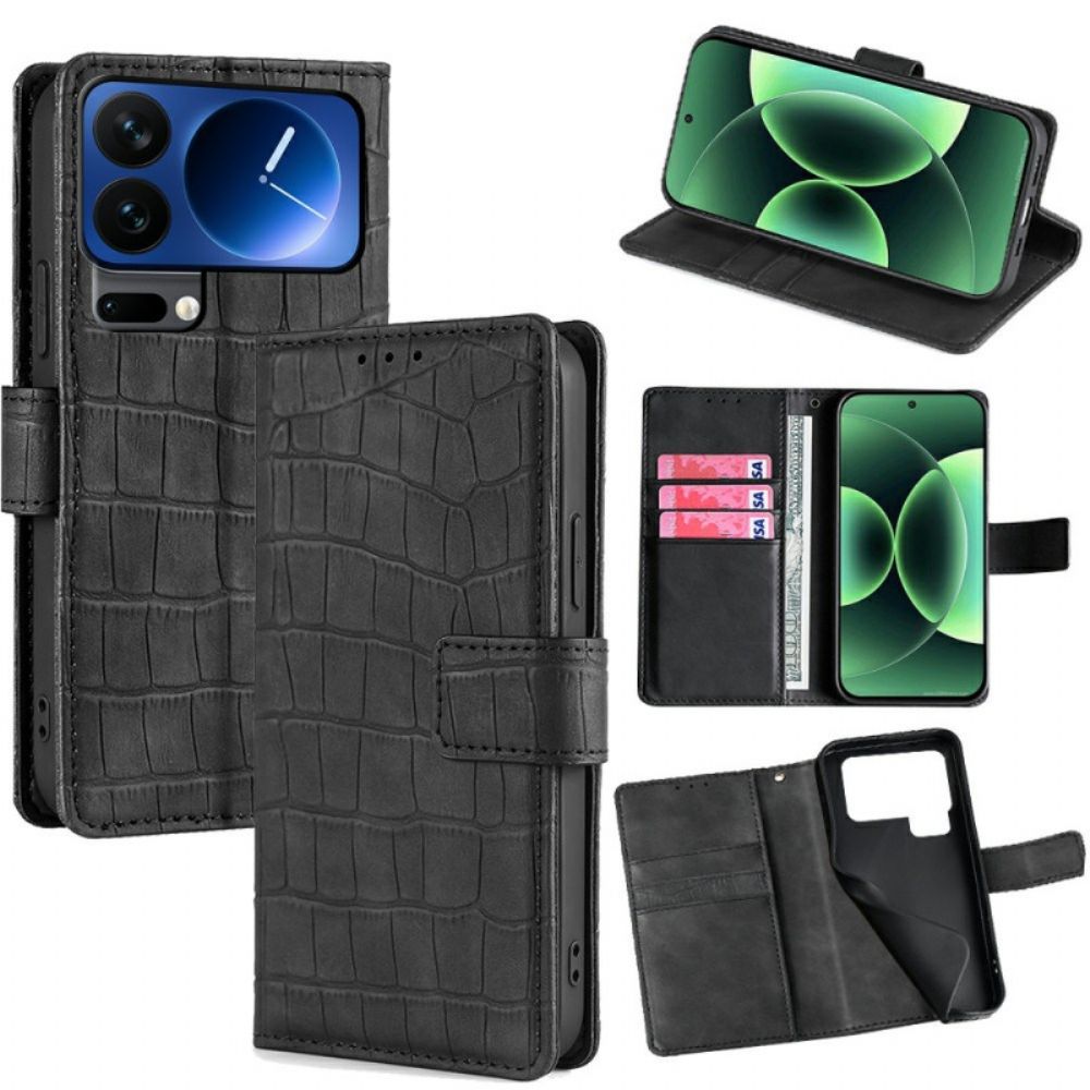 Leren Hoesje Xiaomi 17 Pro Max Krokodillenleerstructuur Bescherming Hoesje