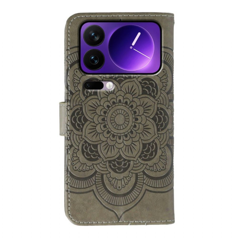 Leren Hoesje Xiaomi 17 Pro Max Mandala En Strass-steentjes Bescherming Hoesje