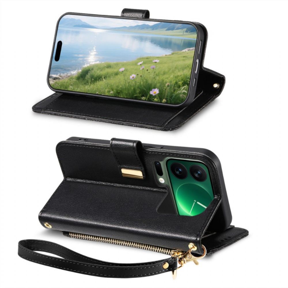 Leren Hoesje Xiaomi 17 Pro Max Portemonnee Met Bloemenpatroon