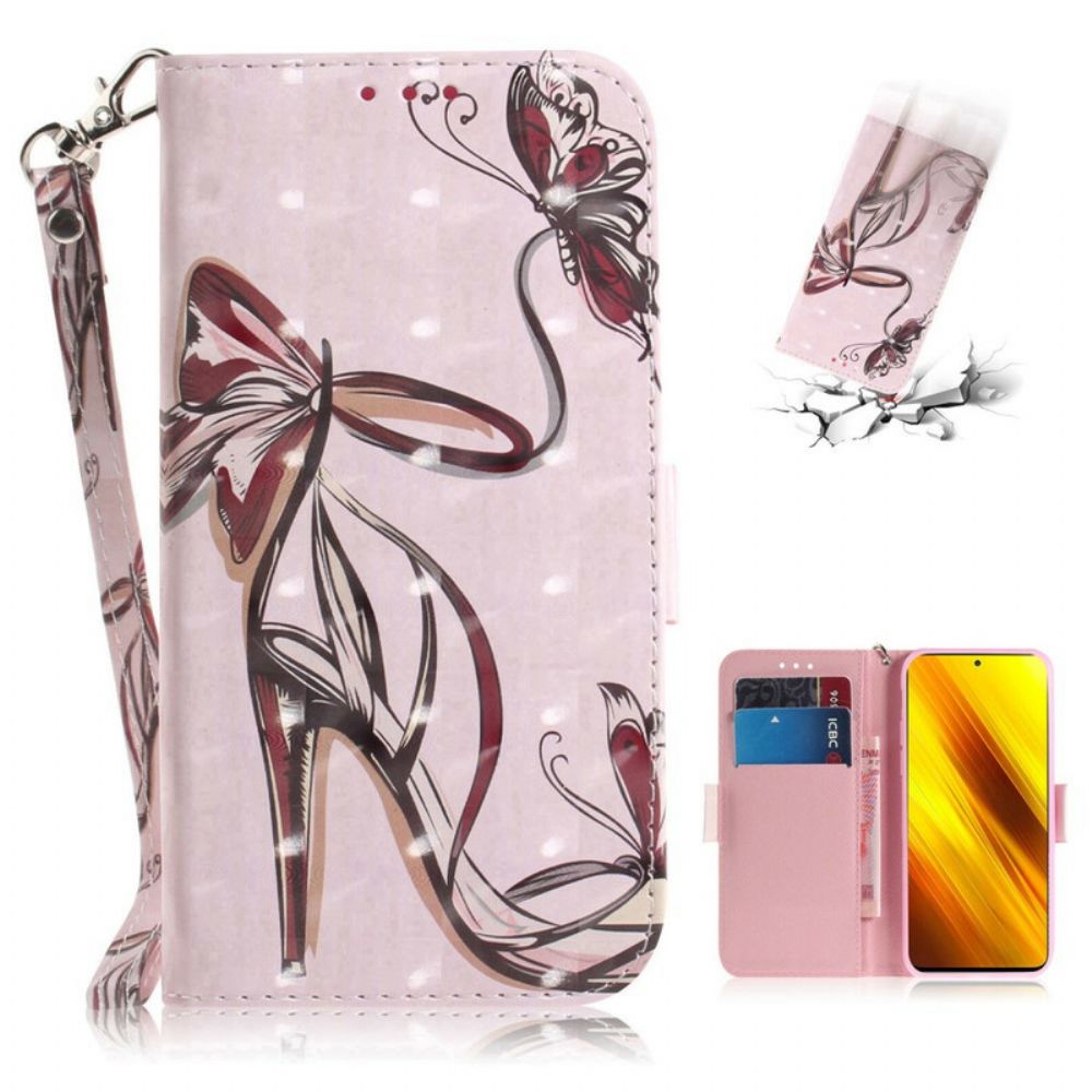 Flip Case voor Poco X3 / X3 Pro / X3 NFC Met Ketting Bandpomp
